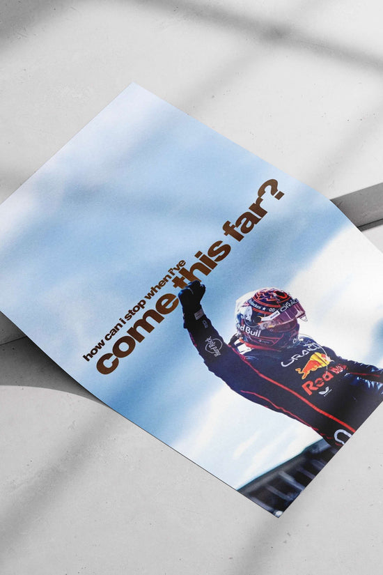 Max Verstappen High-Contrast Digital Photography Motivational Poster – F1 Race Victory Podium Wall Art