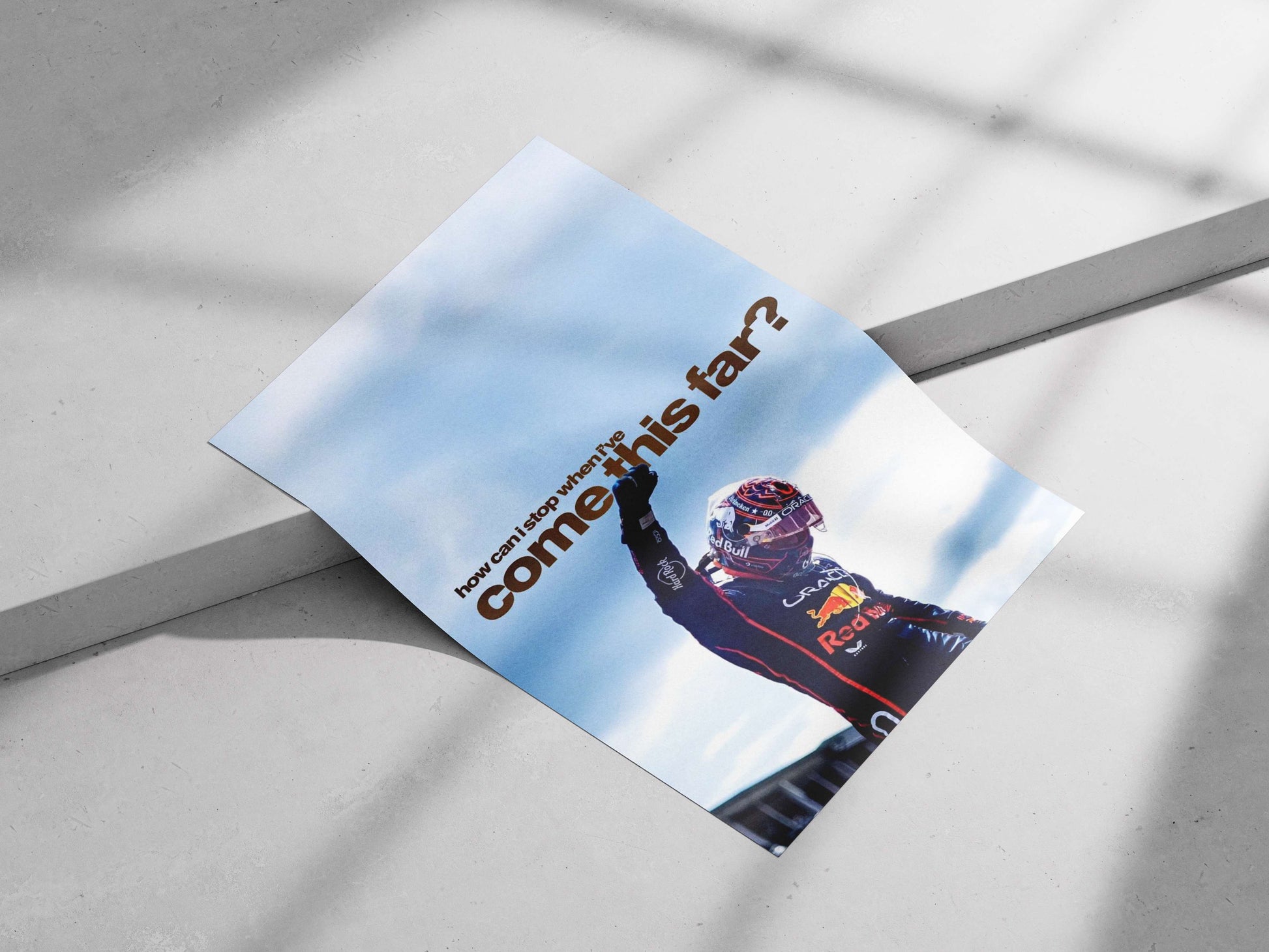 Max Verstappen High-Contrast Digital Photography Motivational Poster – F1 Race Victory Podium Wall Art