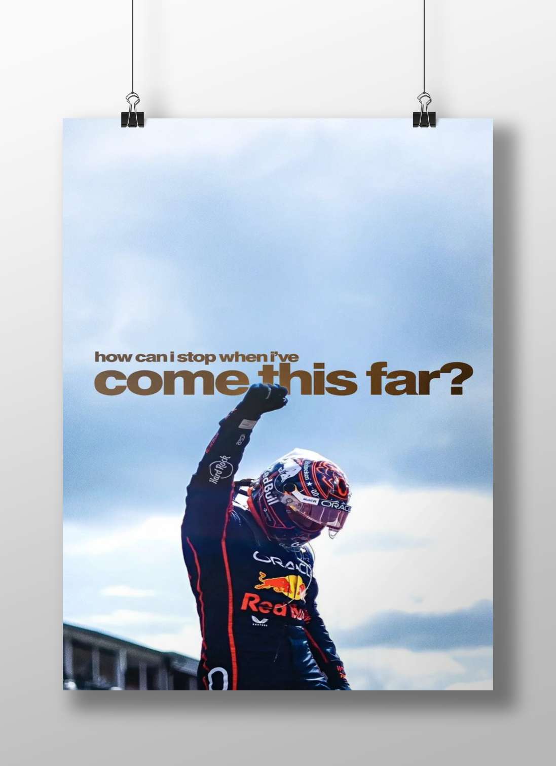 Max Verstappen High-Contrast Digital Photography Motivational Poster – F1 Race Victory Podium Wall Art