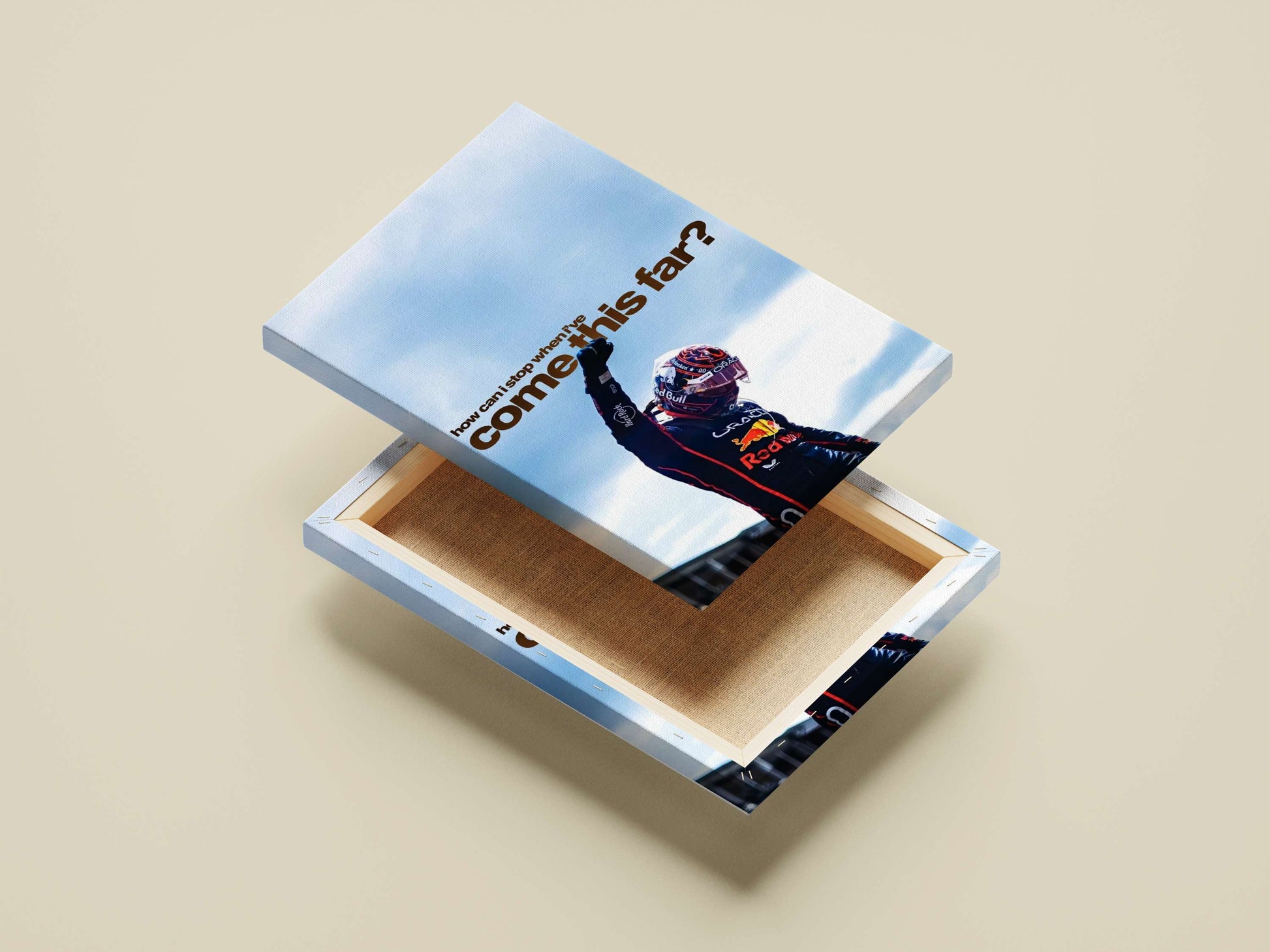 Max Verstappen High-Contrast Digital Photography Motivational Poster – F1 Race Victory Podium Wall Art