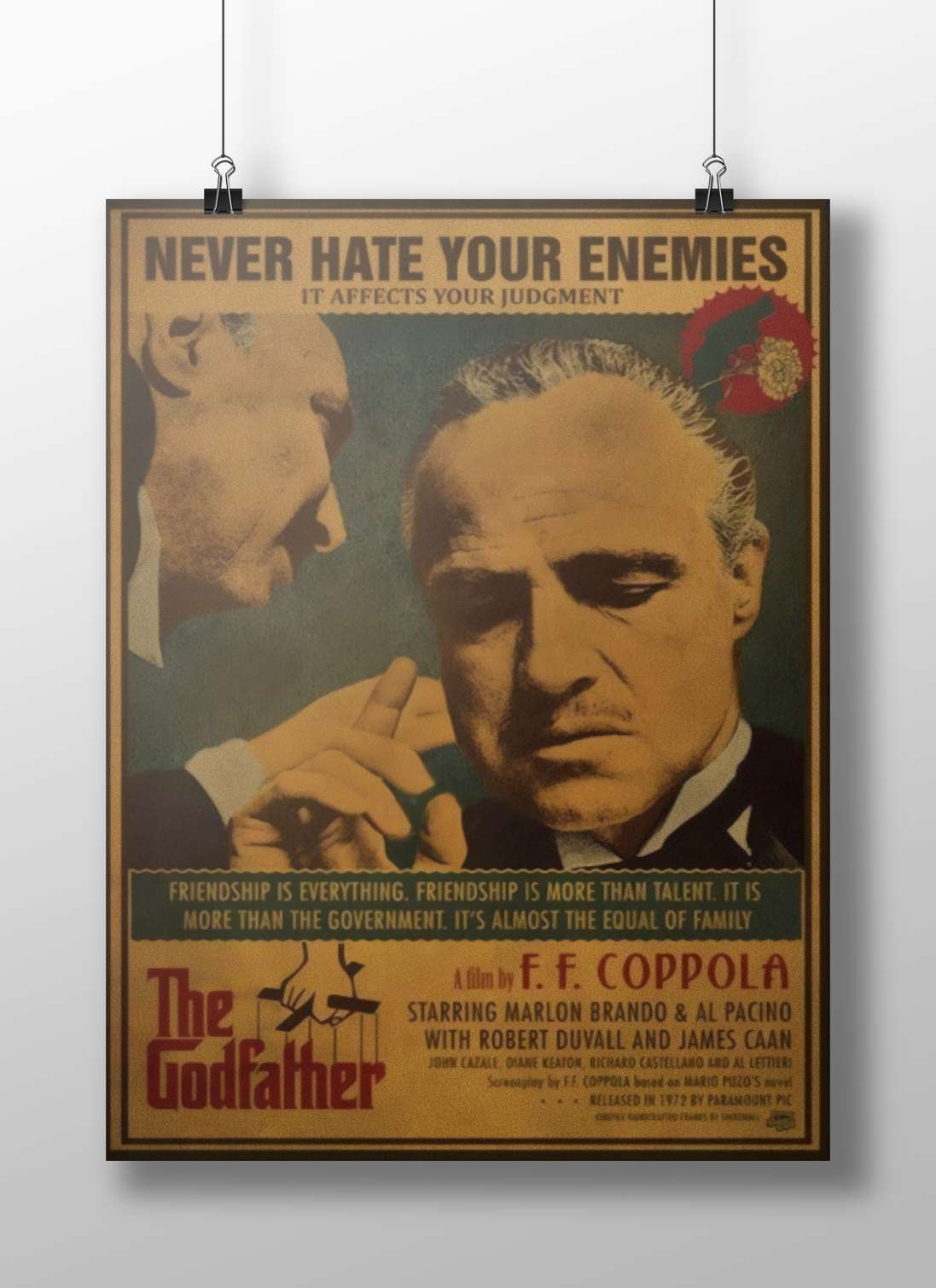 The Godfather (film franchise) directed by F.F. Coppola, starring Marlon Brando & Al Pacino. Main Subject: The Godfather