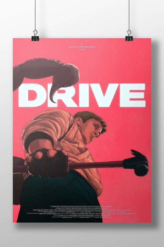 The film "Drive" (2011) directed by Nicolas Winding Refn, featuring Ryan Gosling as the protagonist. Main Subject: The film