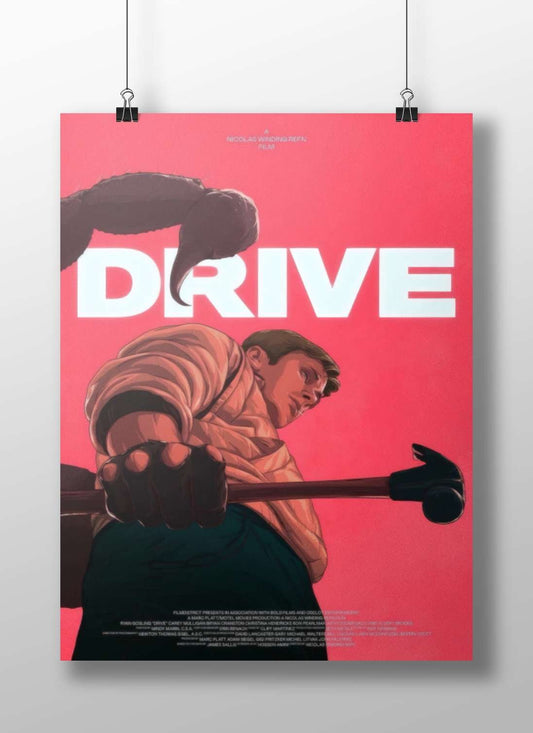 The film "Drive" (2011) directed by Nicolas Winding Refn, featuring Ryan Gosling as the protagonist. Main Subject: The film
