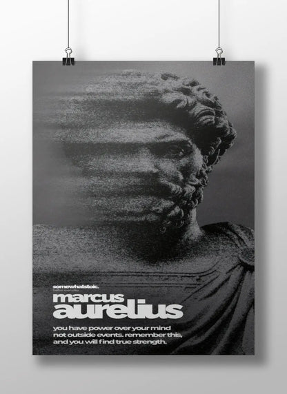 Marcus Aurelius Stoic Philosophy Poster – Minimalist Black Quote Print | “You Have Power Over Your Mind”