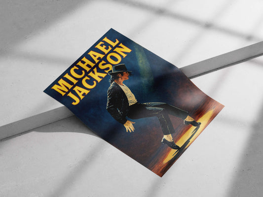 Michael Jackson Moonwalk Iconic Stage Pose Poster – Thriller Album Vintage Lithograph Wall Art