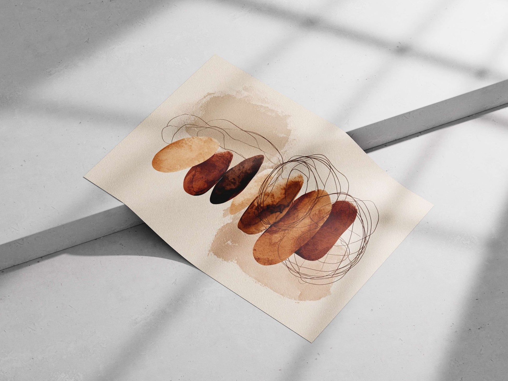 Stacked Ovals with Line Elements Main Subject: Stacked Ovals with Line Elements Matte poster print — Art wall art India |