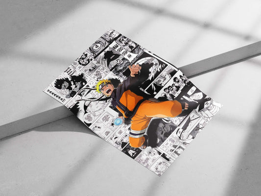 Naruto Uzumaki from the Naruto franchise. Main Subject: Naruto Uzumaki from the Naruto franchise. Matte poster print — Anime