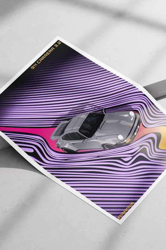 Porsche 911 Carrera 3.2 (gray) Porsche 911 Carrera 3.2 Vibrant Tunnel Pop Art Poster –
