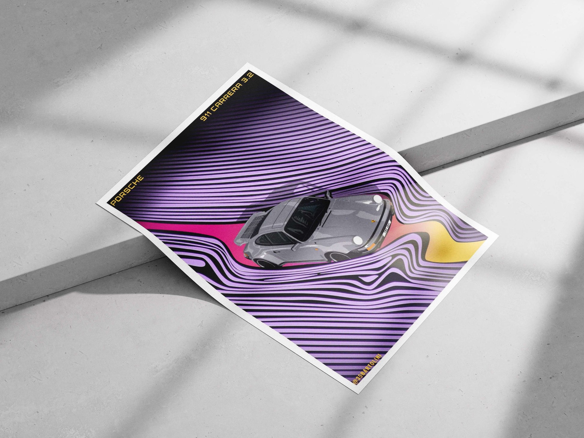 Porsche 911 Carrera 3.2 (gray) Porsche 911 Carrera 3.2 Vibrant Tunnel Pop Art Poster –