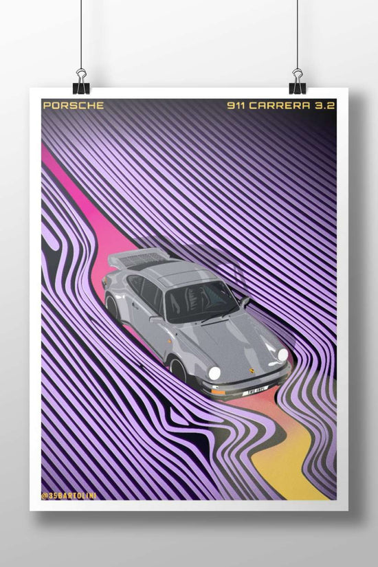 Porsche 911 Carrera 3.2 (gray) Porsche 911 Carrera 3.2 Vibrant Tunnel Pop Art Poster –