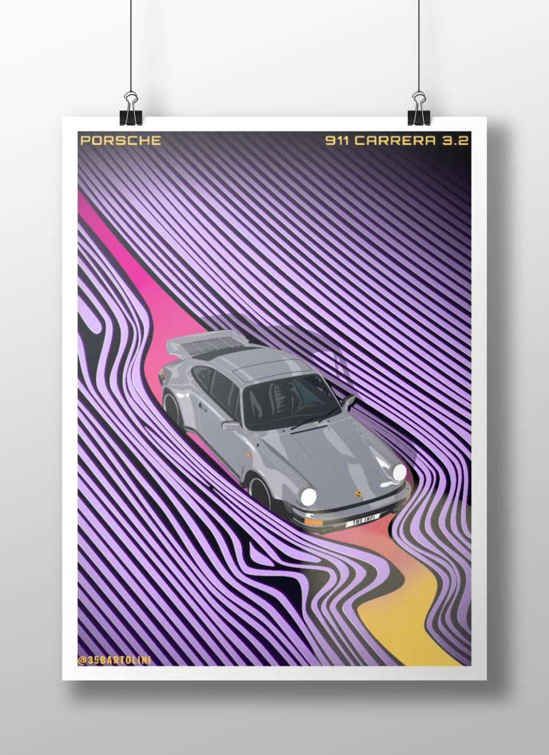 Porsche 911 Carrera 3.2 (gray) Porsche 911 Carrera 3.2 Vibrant Tunnel Pop Art Poster –