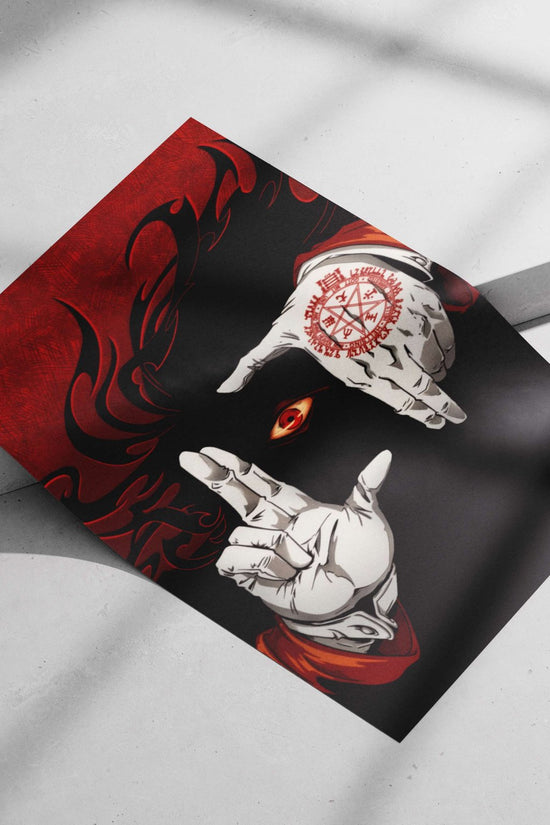 Pentagram tattoo on hand with all-seeing eye Main Subject: Pentagram tattoo on hand with all-seeing eye Matte poster print —