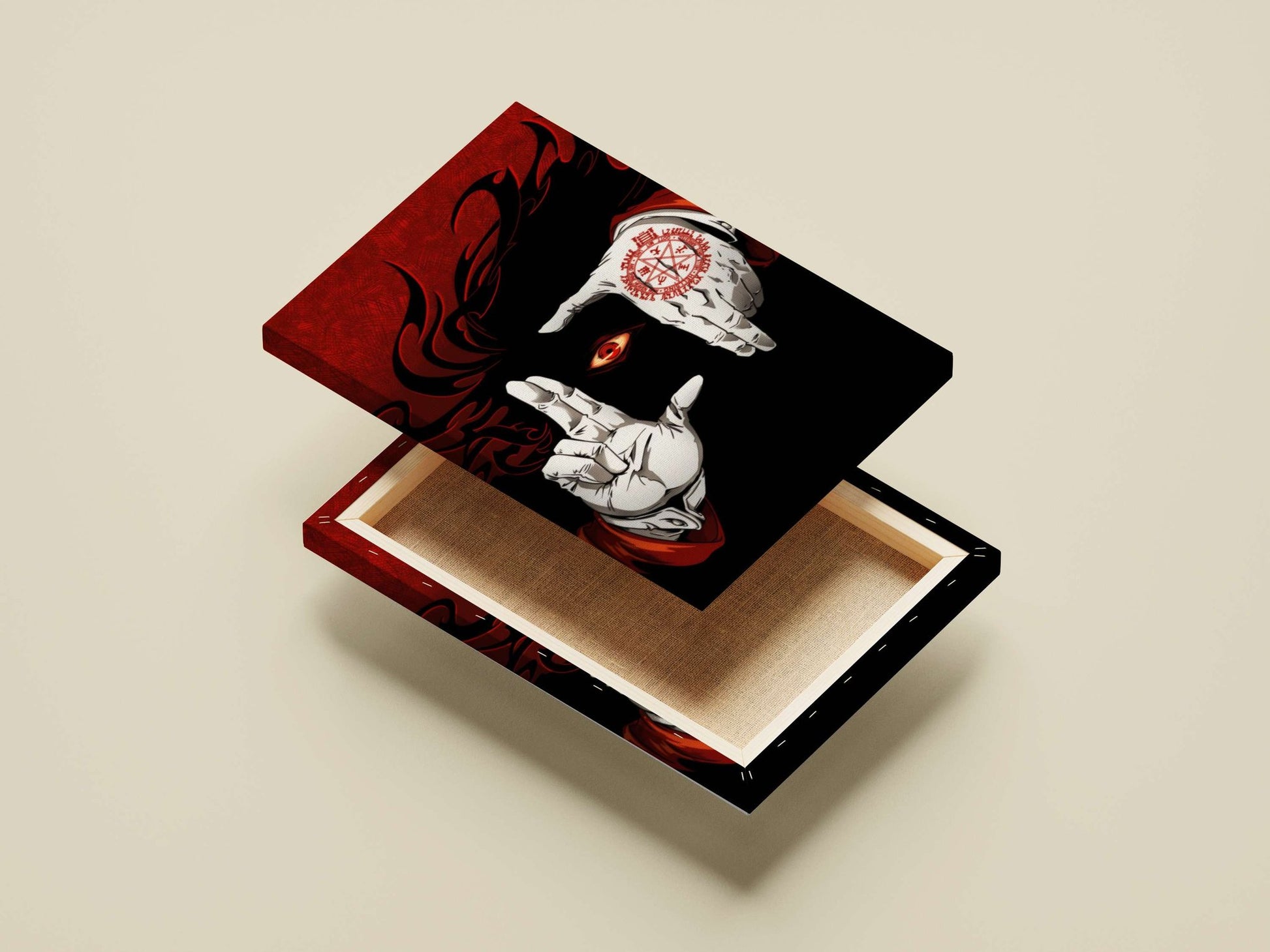 Pentagram tattoo on hand with all-seeing eye Main Subject: Pentagram tattoo on hand with all-seeing eye Canvas wall art —