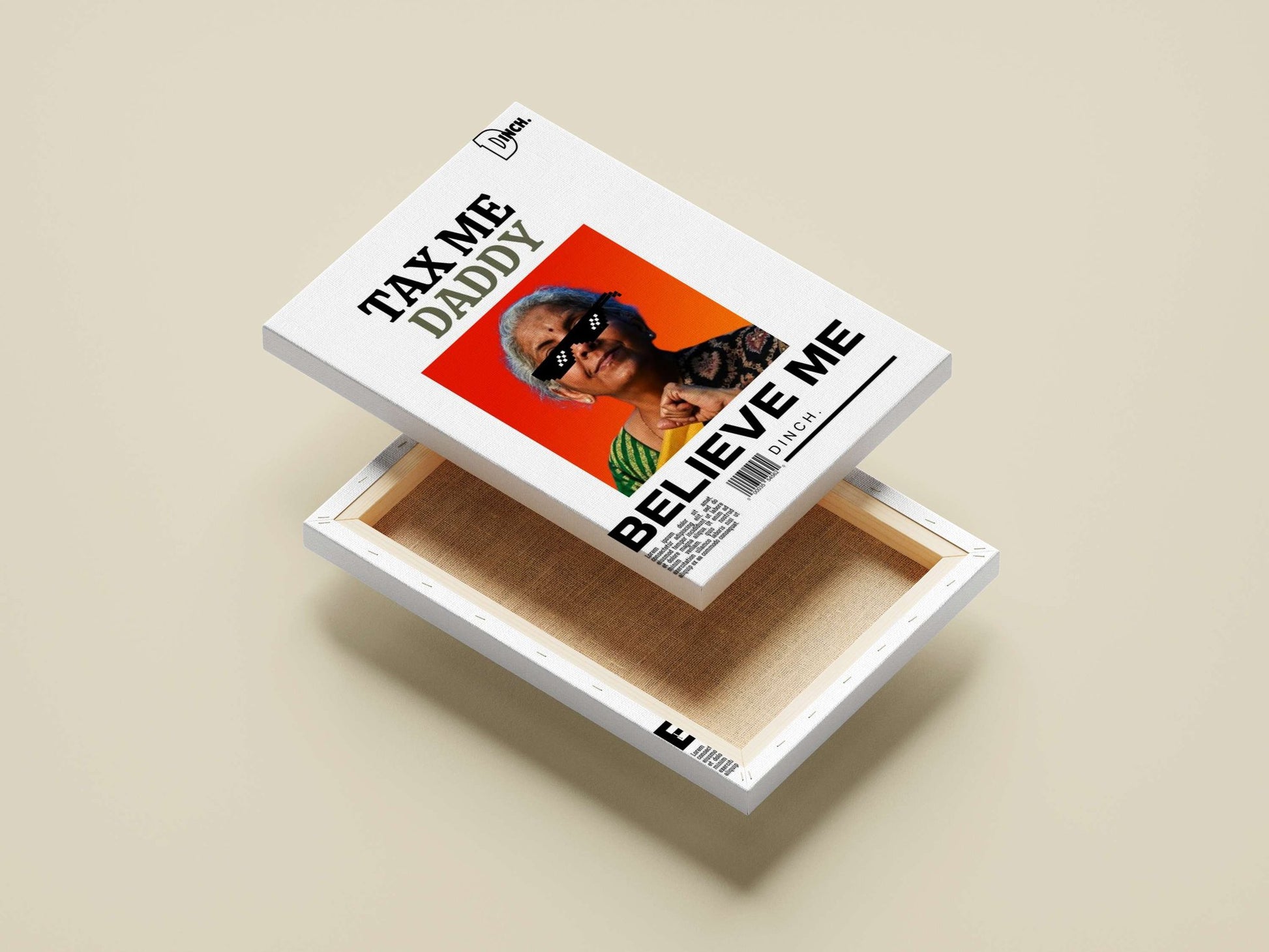 An elderly South Asian woman wearing traditional Indian attire and pixelated sunglasses. Main Subject: An elderly South