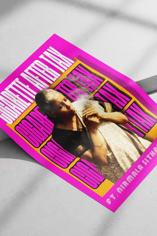 Nirmala Sitharaman smoking a cigarette Main Subject: Nirmala Sitharaman smoking a cigarette Matte poster print — Bollywood
