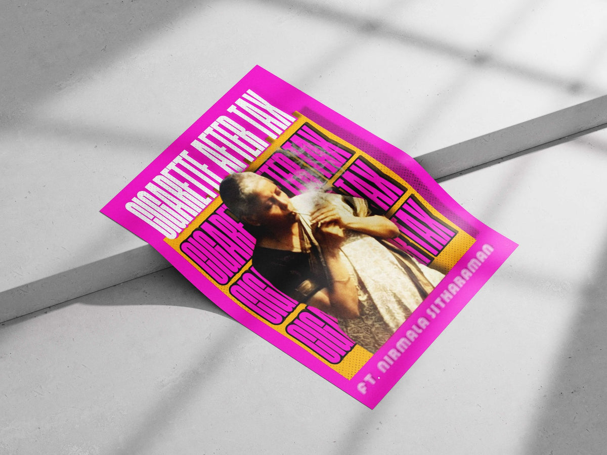 Nirmala Sitharaman smoking a cigarette Main Subject: Nirmala Sitharaman smoking a cigarette Matte poster print — Bollywood