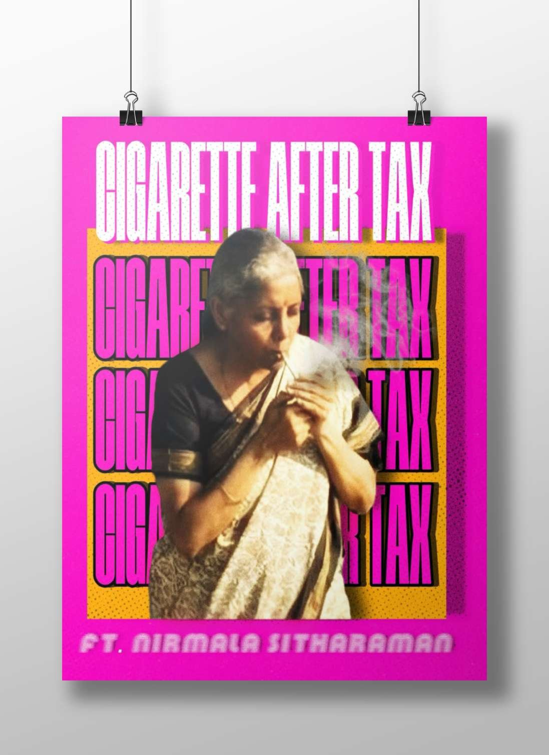 Nirmala Sitharaman smoking a cigarette Main Subject: Nirmala Sitharaman smoking a cigarette Matte BoizzBoard rigid print —