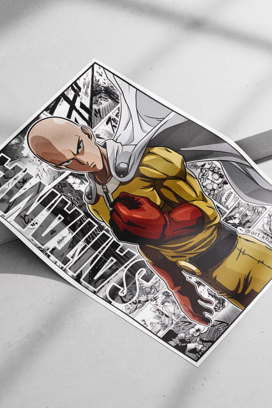 Saitama (from One Punch Man) Main Subject: Saitama (from One Punch Man) Matte poster print — Anime wall art India |