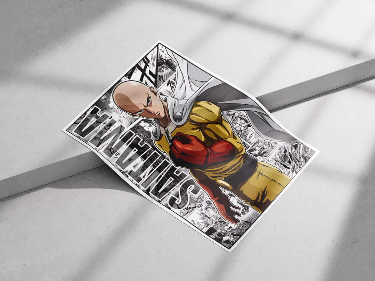 Saitama (from One Punch Man) Main Subject: Saitama (from One Punch Man) Matte poster print — Anime wall art India |