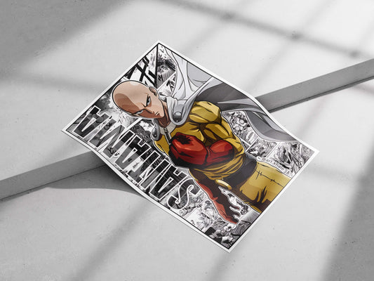 Saitama (from One Punch Man) Main Subject: Saitama (from One Punch Man) Matte poster print — Anime wall art India |