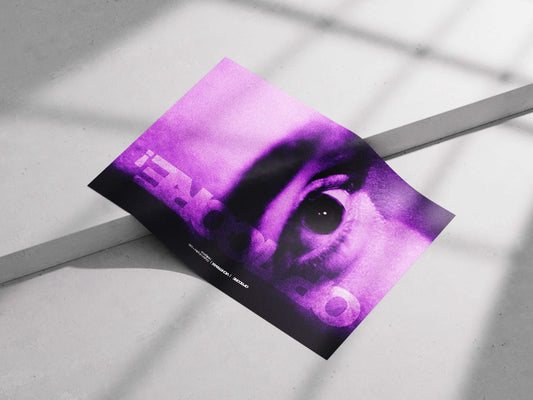 OPTICORE Poster – Experimental Eye Art Print | Futuristic Grainy Glitch Aesthetic Wall Decor