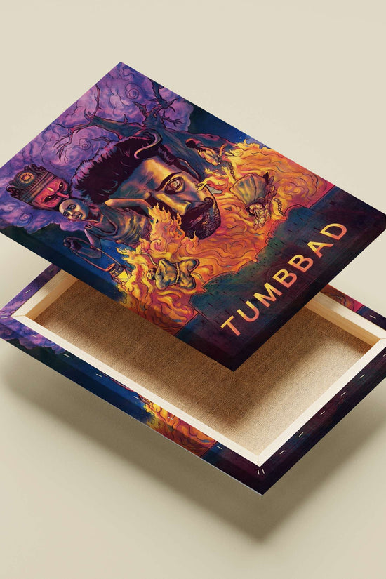Dev (protagonist), Surya (character with lantern) Dev Enigmatic Flame Surreal Poster – Tumbbad Mystic Marathi