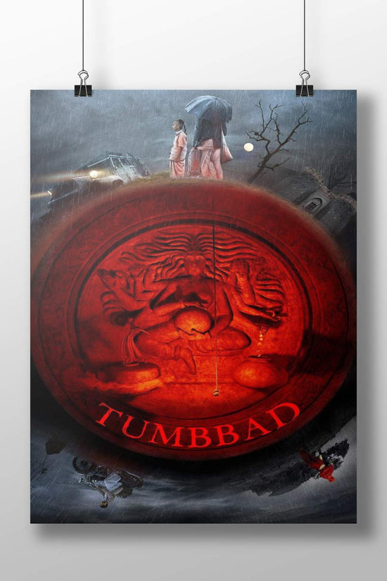 Sanya Malhotra, Abhishek Banerjee Tumbbad 2019 Mythical Emblem Red Art Poster – Vintage Film Wall