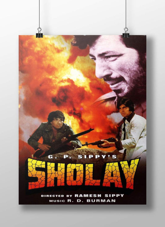 Rigid and durable Sholay Boizzboard featuring Gabbar Singh's iconic silhouette, mounted frameless on a modern studio wall.