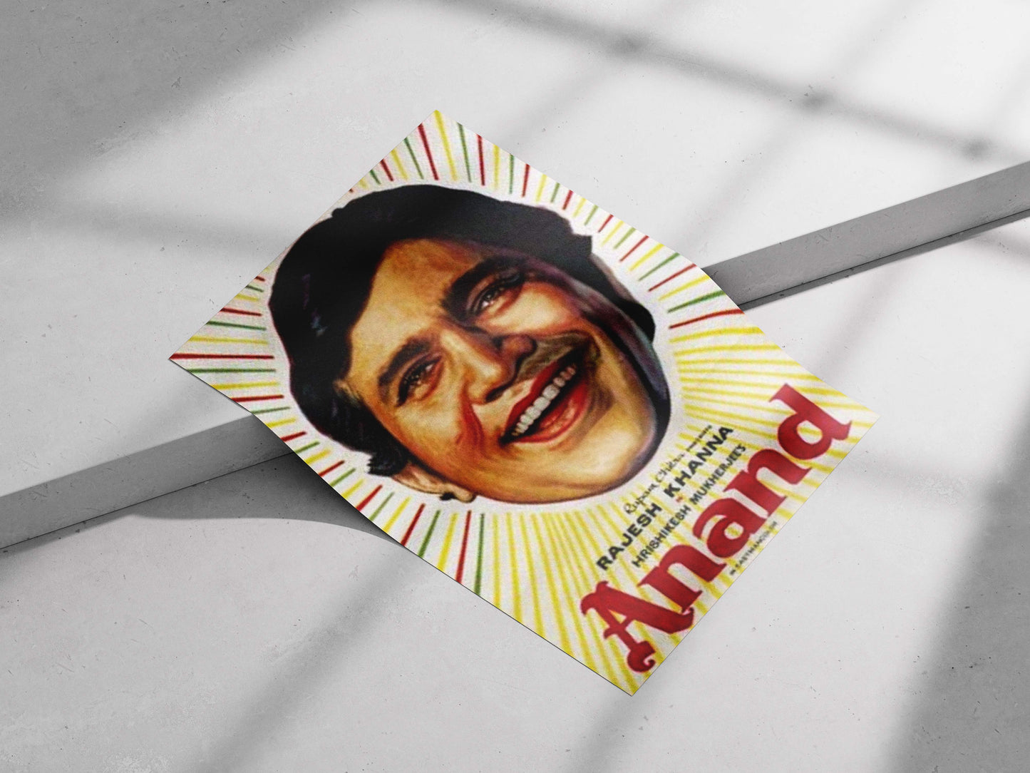 Rajesh Khanna Sunburst Joyful Vintage Lithograph Poster – Anand Movie Wall Art