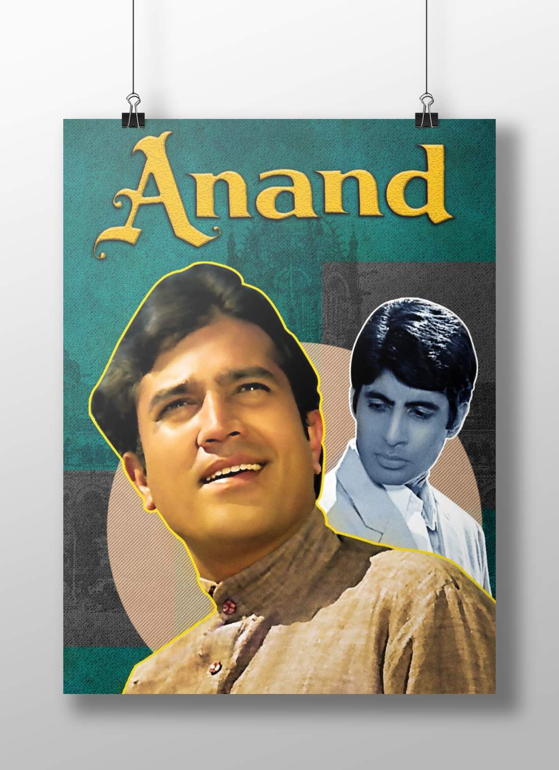 Anand Geometric Joyful Bollywood Love Story – Rajesh Khanna Vintage Masterpiece Poster