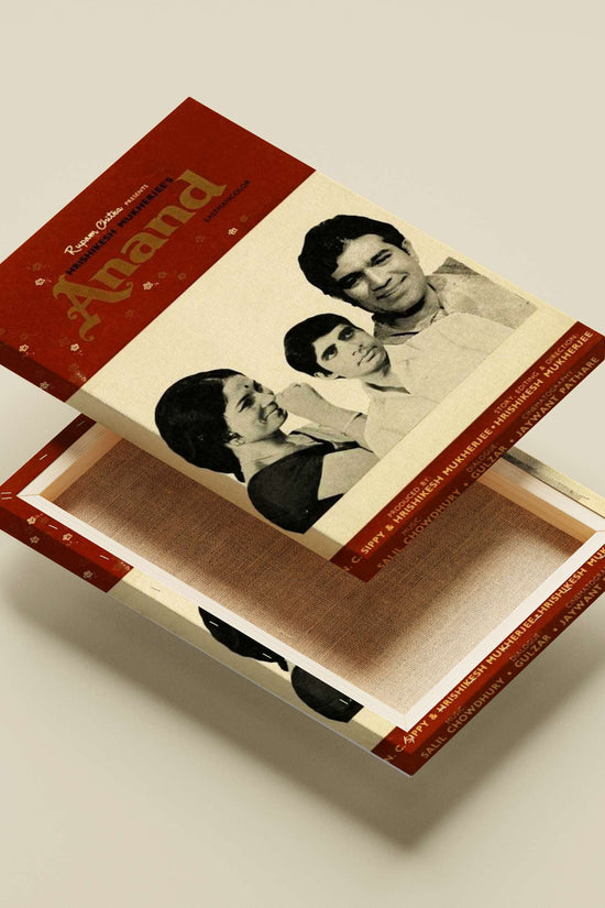 Waheeda Rehman, Dharmendra, Raj Kapoor Anand 1956 Floral Pop Art Red Background Wall Art –