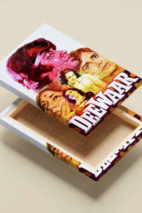 Sanjay Dutt, Smita Patil, Hema Malini, Manoj Kumar Deewaar 1975 Vintage Lithograph Poster – Intense