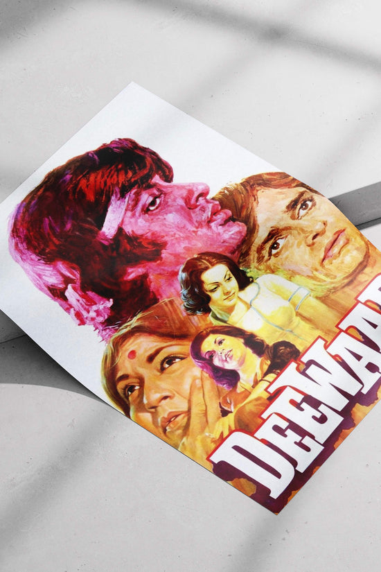 Sanjay Dutt, Smita Patil, Hema Malini, Manoj Kumar Deewaar 1975 Vintage Lithograph Poster – Intense