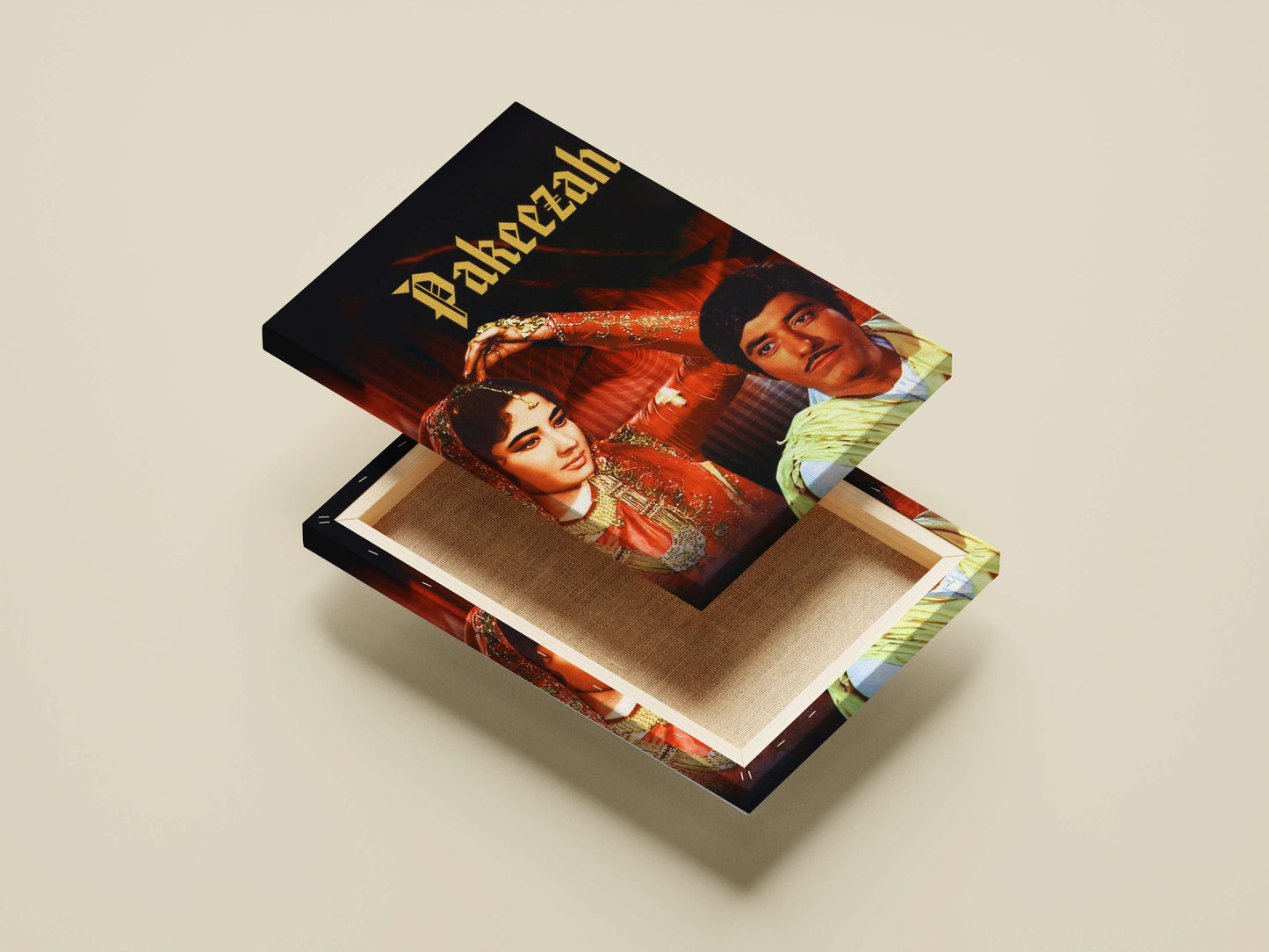 Meena Kumari, Raj Kapoor Pakeezah Classic Ornate Love Story Poster – Meena Kumari & Raj