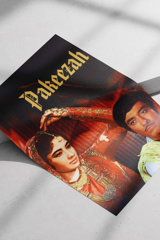 Meena Kumari, Raj Kapoor Pakeezah Classic Ornate Love Story Poster – Meena Kumari & Raj