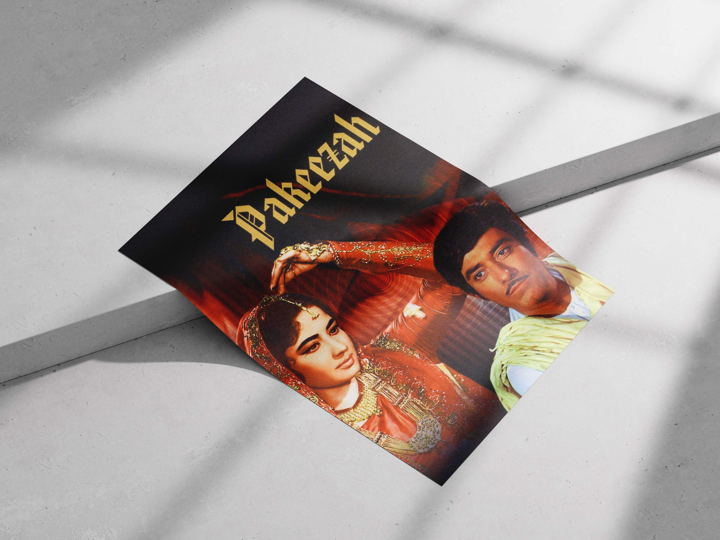 Meena Kumari, Raj Kapoor Pakeezah Classic Ornate Love Story Poster – Meena Kumari & Raj