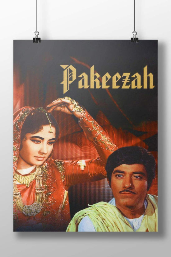 Meena Kumari, Raj Kapoor Pakeezah Classic Ornate Love Story Poster – Meena Kumari & Raj