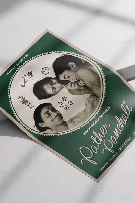 Father Panchali 1955 Vintage Indian Film Poster – Nostalgic Sanatan Symbols Wall Art