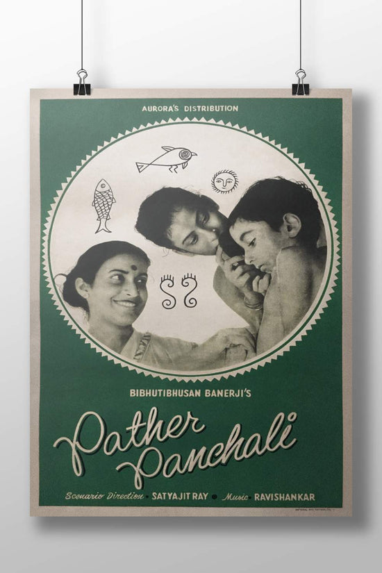 Father Panchali 1955 Vintage Indian Film Poster – Nostalgic Sanatan Symbols Wall Art