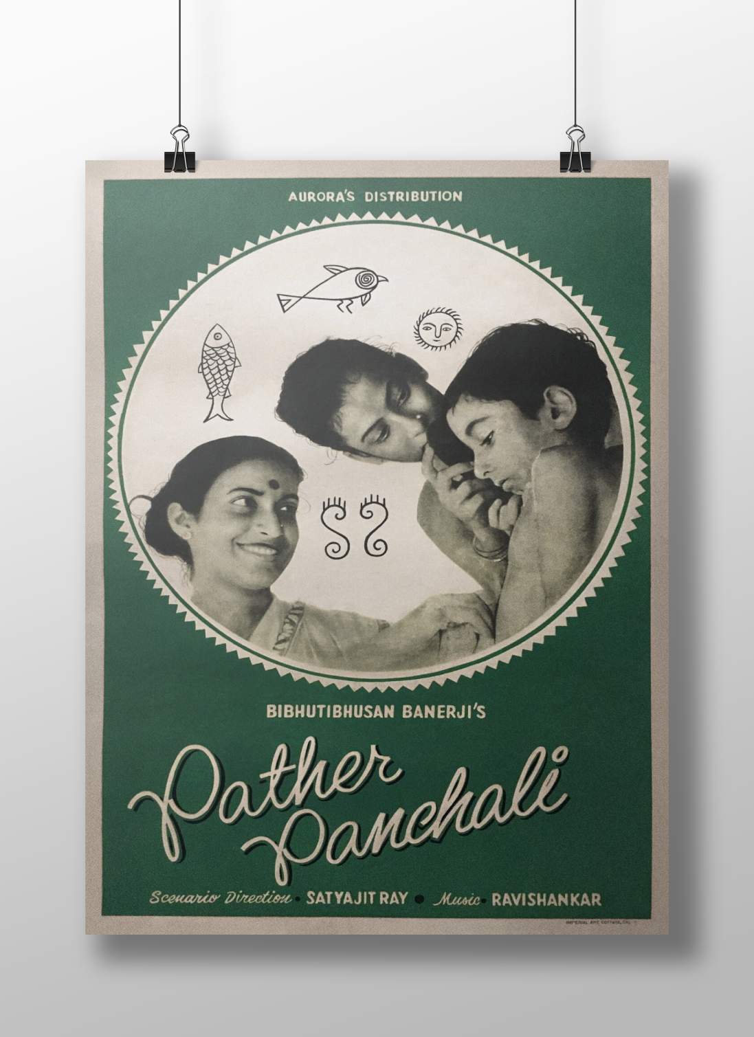 Father Panchali 1955 Vintage Indian Film Poster – Nostalgic Sanatan Symbols Wall Art