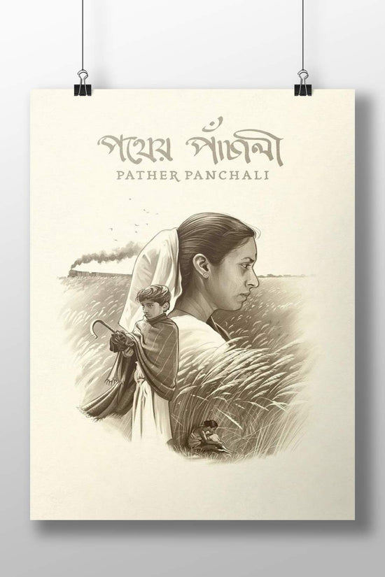 Aparna, Apu Pather Panchali Aparna And Apu Rural Field Vintage Poster – Serene Bengal Art
