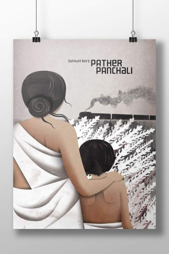 Durga, Apu Durga And Apu Rural Bliss Watercolor Poster – Pather Panchali Cinematic Wall Art