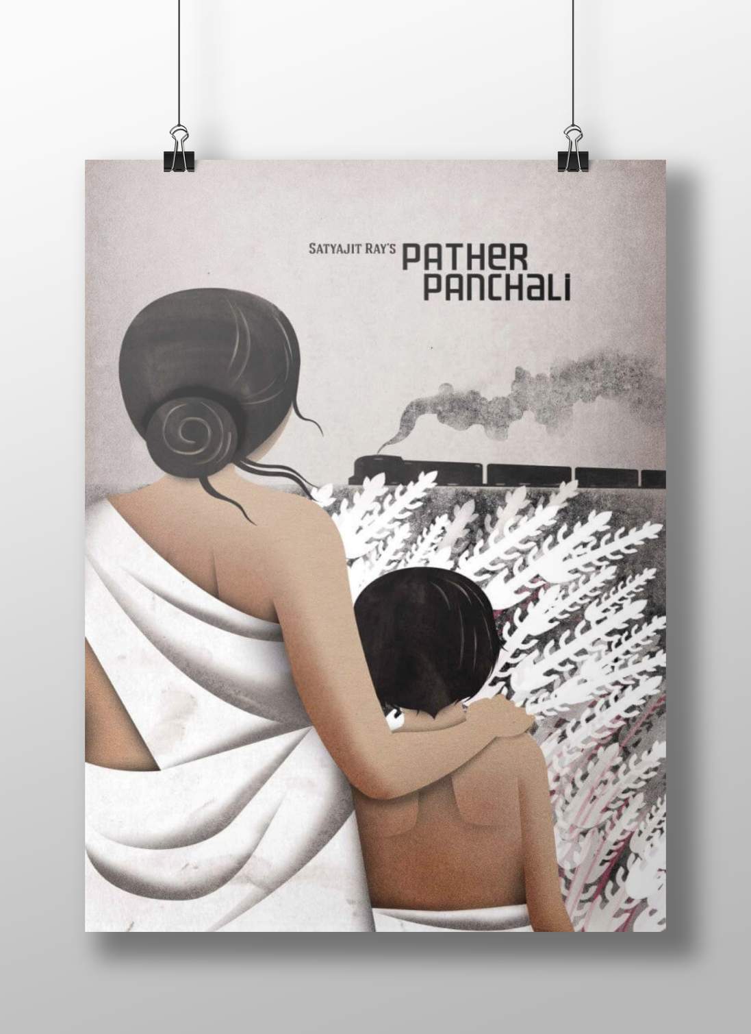Durga, Apu Durga And Apu Rural Bliss Watercolor Poster – Pather Panchali Cinematic Wall Art
