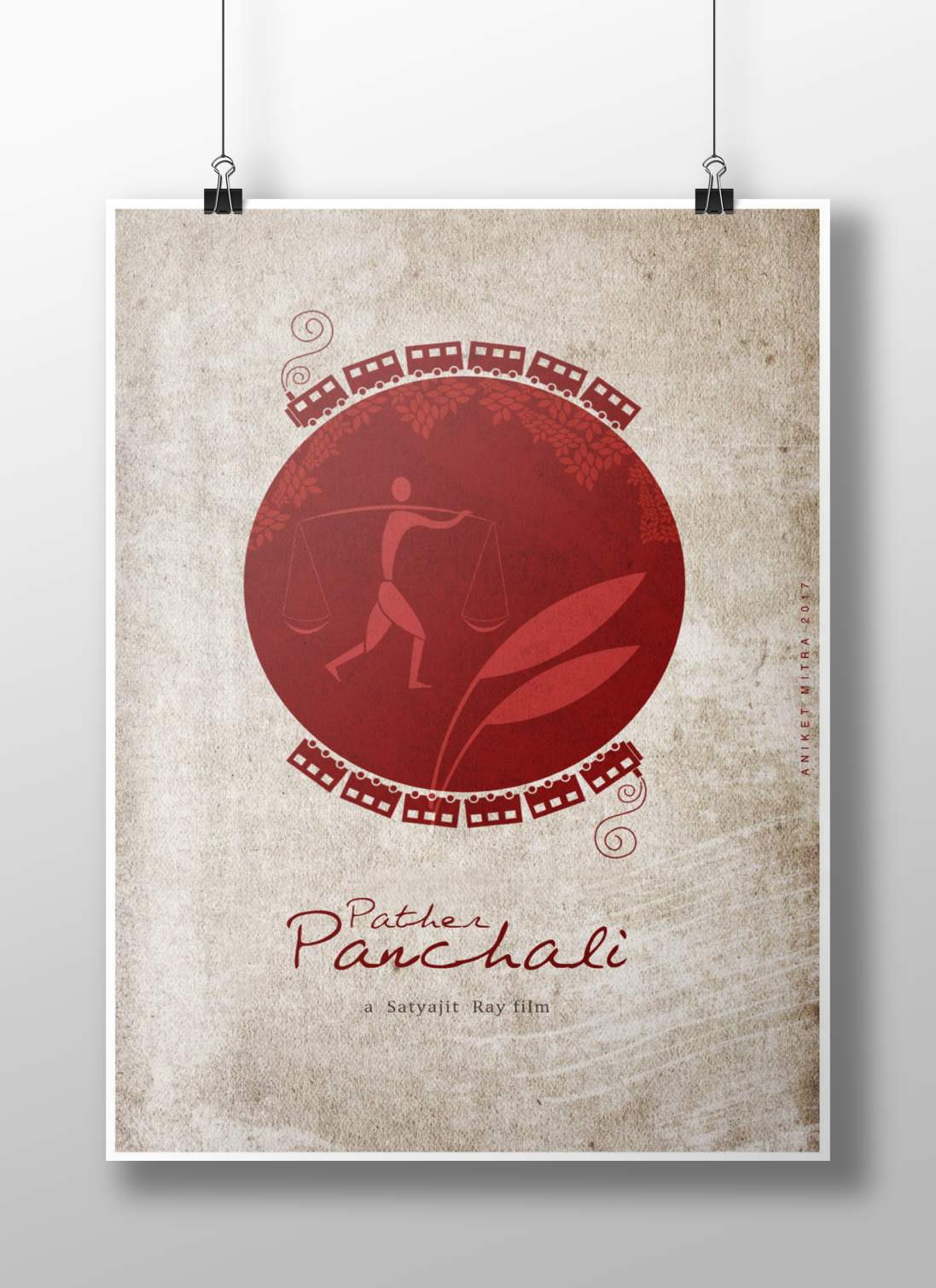 Pather Panchali (1955) Pather Panchali Classic Rural Indian Film Poster – Satyajit Ray Vintage Minimalist