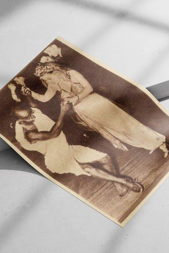 A Black man and a white woman dancing together Main Subject: A Black man and a white woman dancing together Matte poster