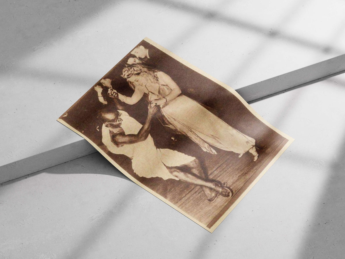 A Black man and a white woman dancing together Main Subject: A Black man and a white woman dancing together Matte poster