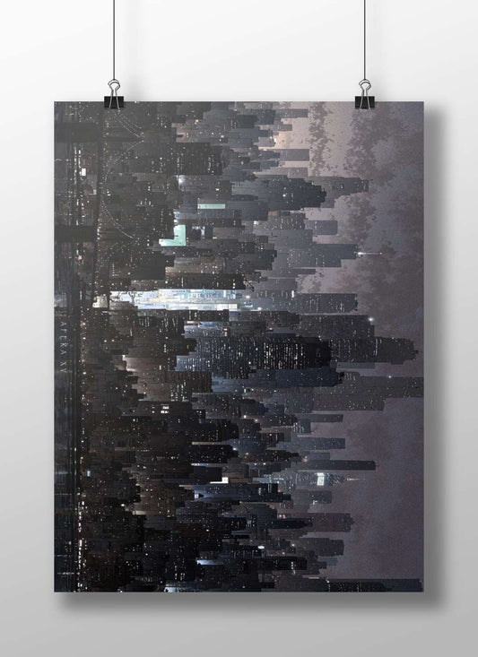 Futuristic city skyline at night Main Subject: Futuristic city skyline at night Matte BoizzBoard rigid print — Art wall art