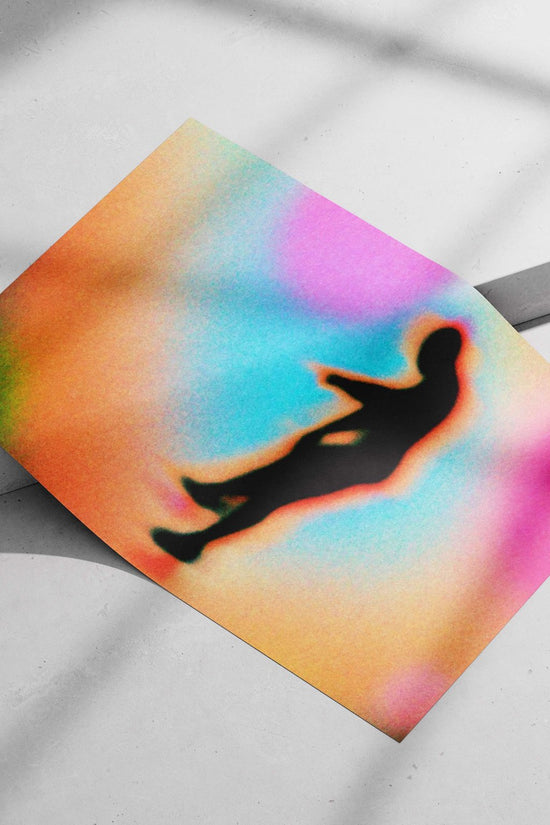 Human silhouette in falling pose Main Subject: Human silhouette in falling pose Matte poster print — Art wall art India |