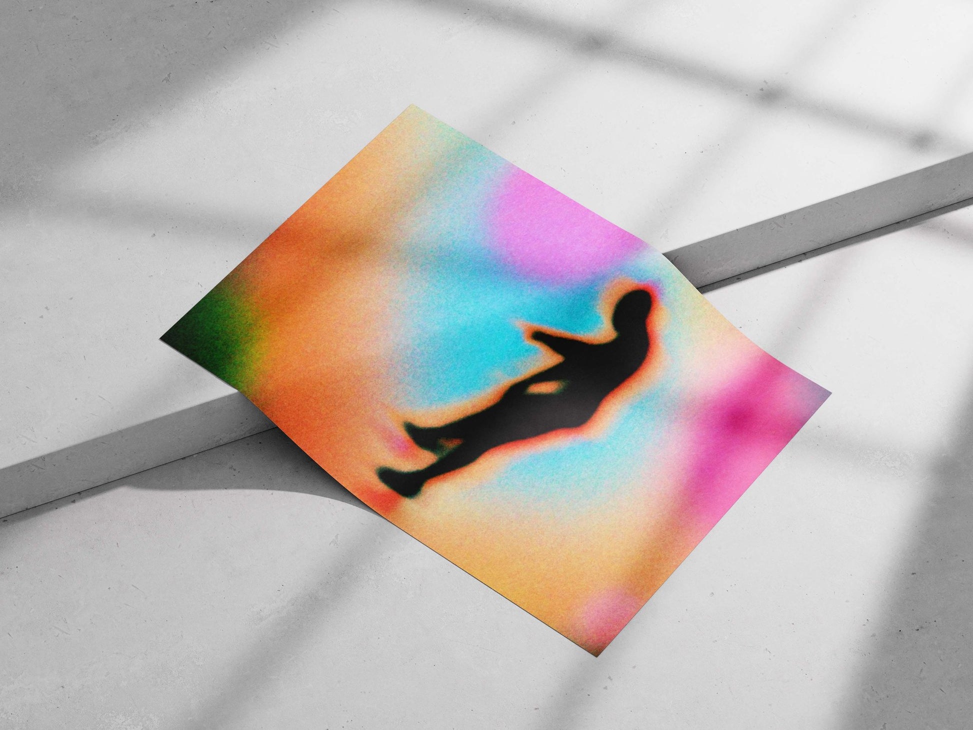 Human silhouette in falling pose Main Subject: Human silhouette in falling pose Matte poster print — Art wall art India |