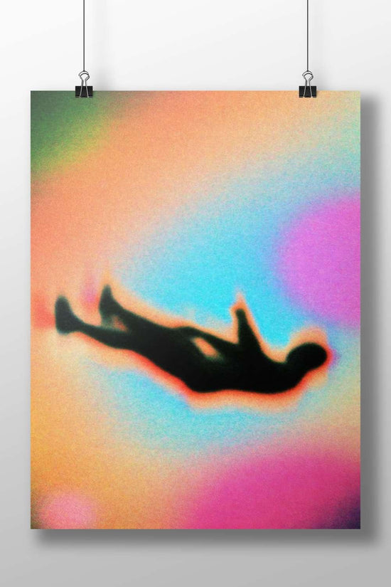 Human silhouette in falling pose Main Subject: Human silhouette in falling pose Matte BoizzBoard rigid print — Art wall art